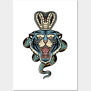 tiger and cobra tattoo Posters and Art